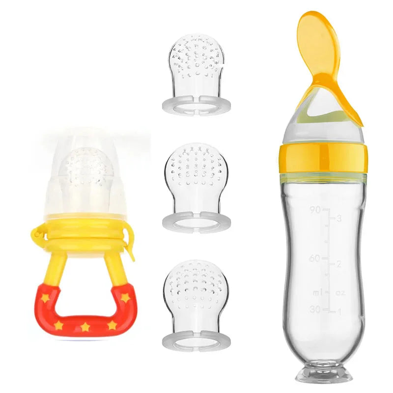 5pcs Silicone Baby Feeding Bottle with Spoon