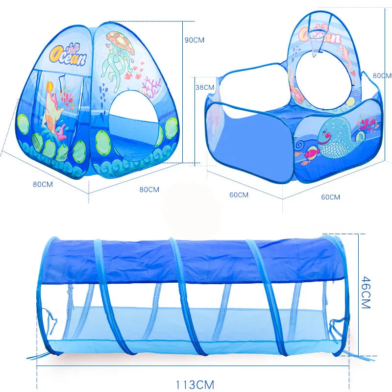 3 in 1 Tent with Ball Pit and Tunnel