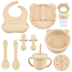 9Pcs Baby Feeding Essentials Silicone Kit