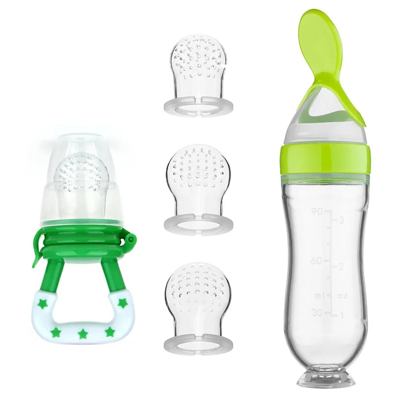 5pcs Silicone Baby Feeding Bottle with Spoon