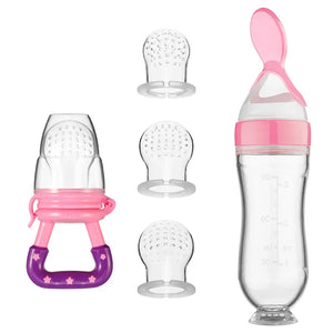 5pcs Silicone Baby Feeding Bottle with Spoon