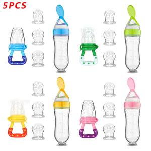 5pcs Silicone Baby Feeding Bottle with Spoon