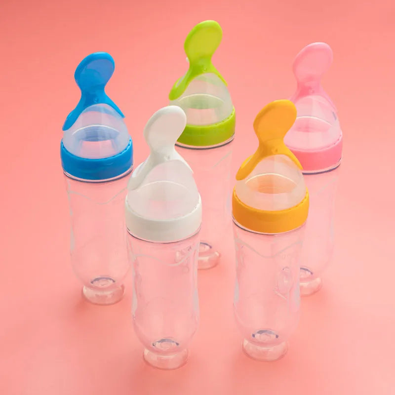 5pcs Silicone Baby Feeding Bottle with Spoon