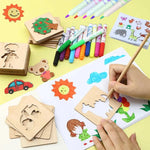 Montessori Wooden Drawing Stencils Set